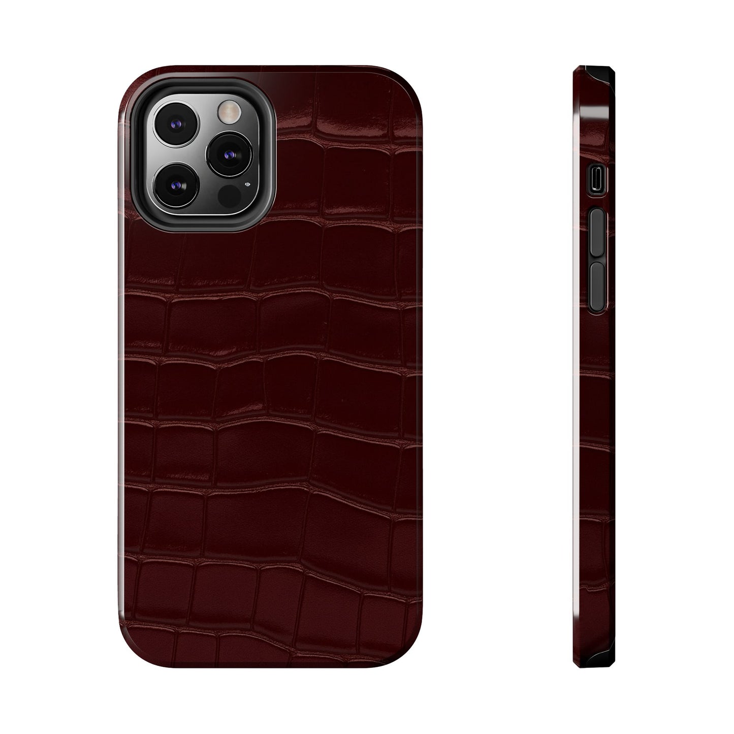 Tough Phone Case — Burgundy, Croc-Embossed