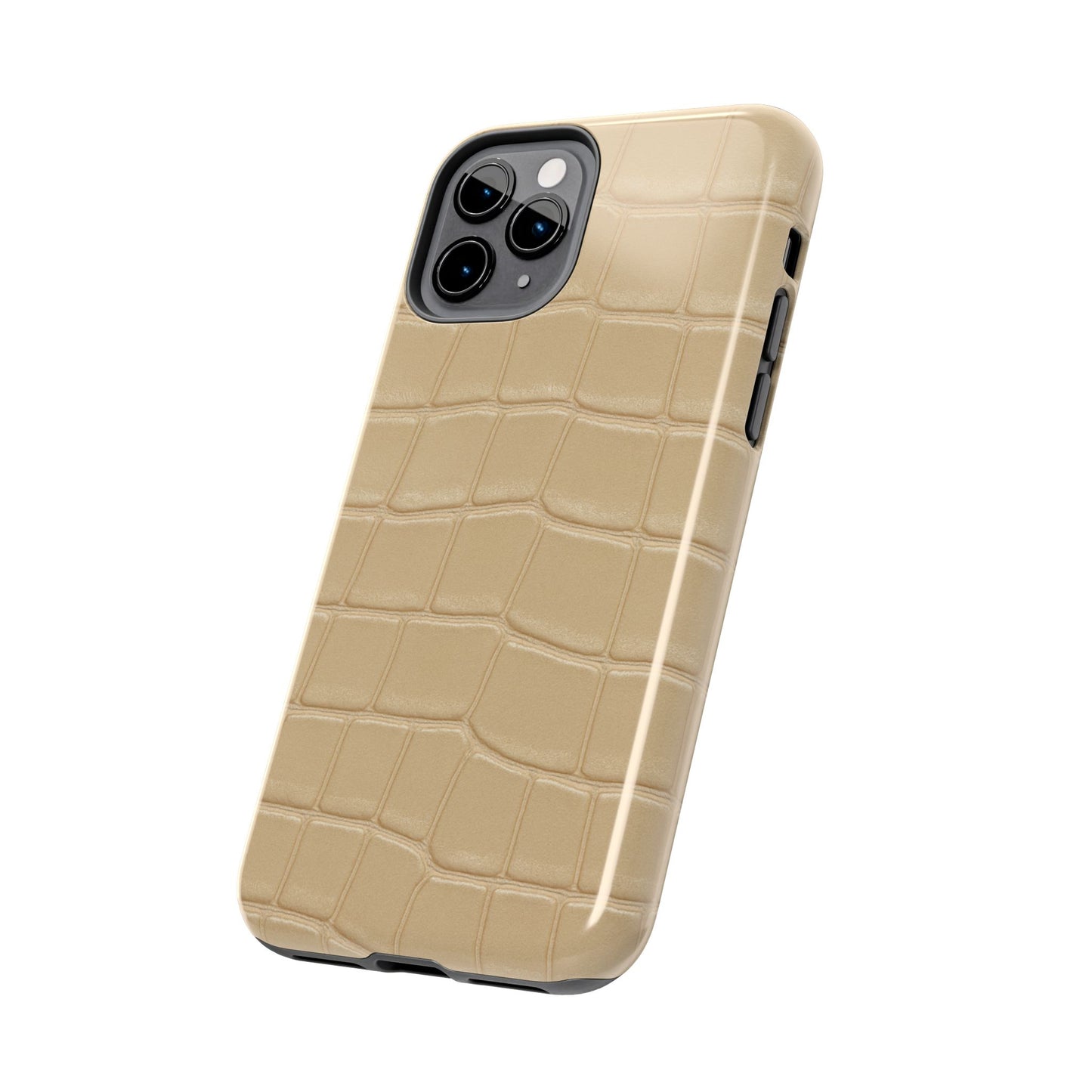 Tough Phone Case — Shockproof Alligator-Texture, Beige Croc