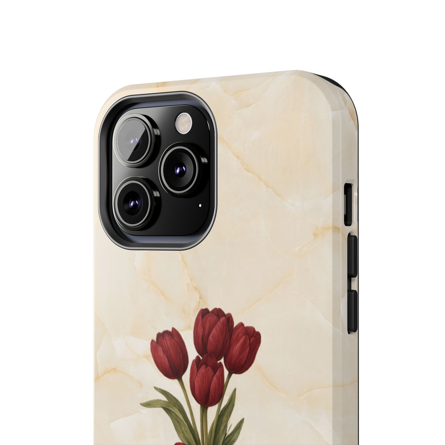 Tough Phone Case — Red Tulip Bouquet on Marble