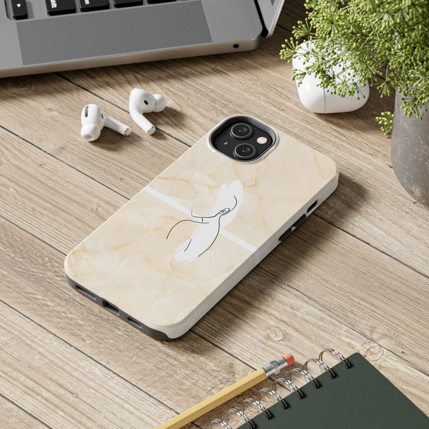 Tough Phone Case — Marble Minimalist Line Art