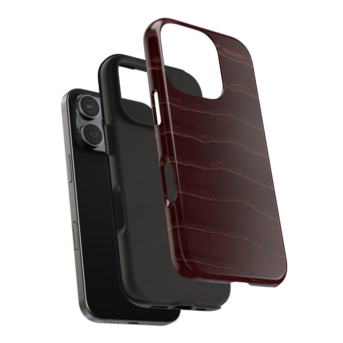 Tough Phone Case — Burgundy, Croc-Embossed