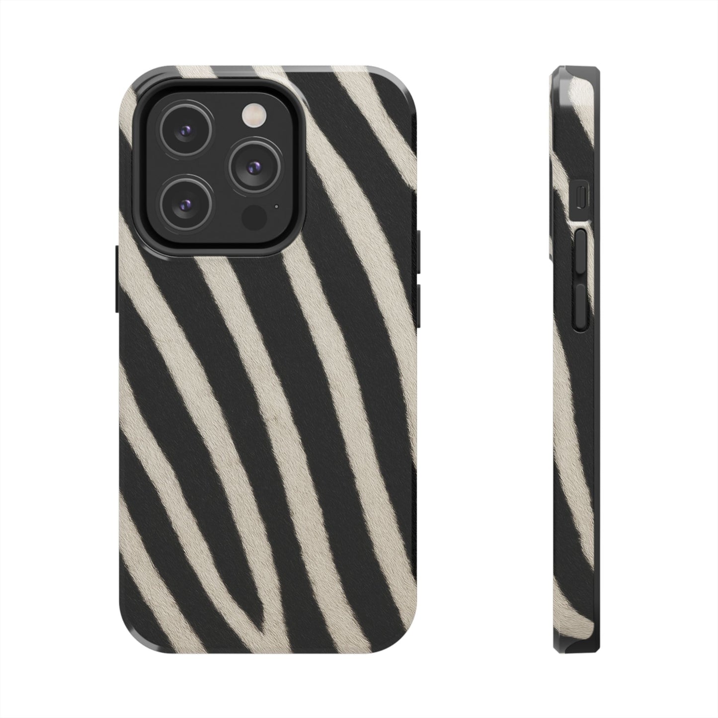 Tough Phone Case —Zebra Stripe, Black & White Animal Print