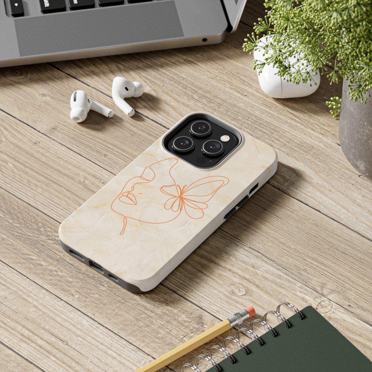 Tough Phone Case —  Marble Line Art, Minimal Elegant