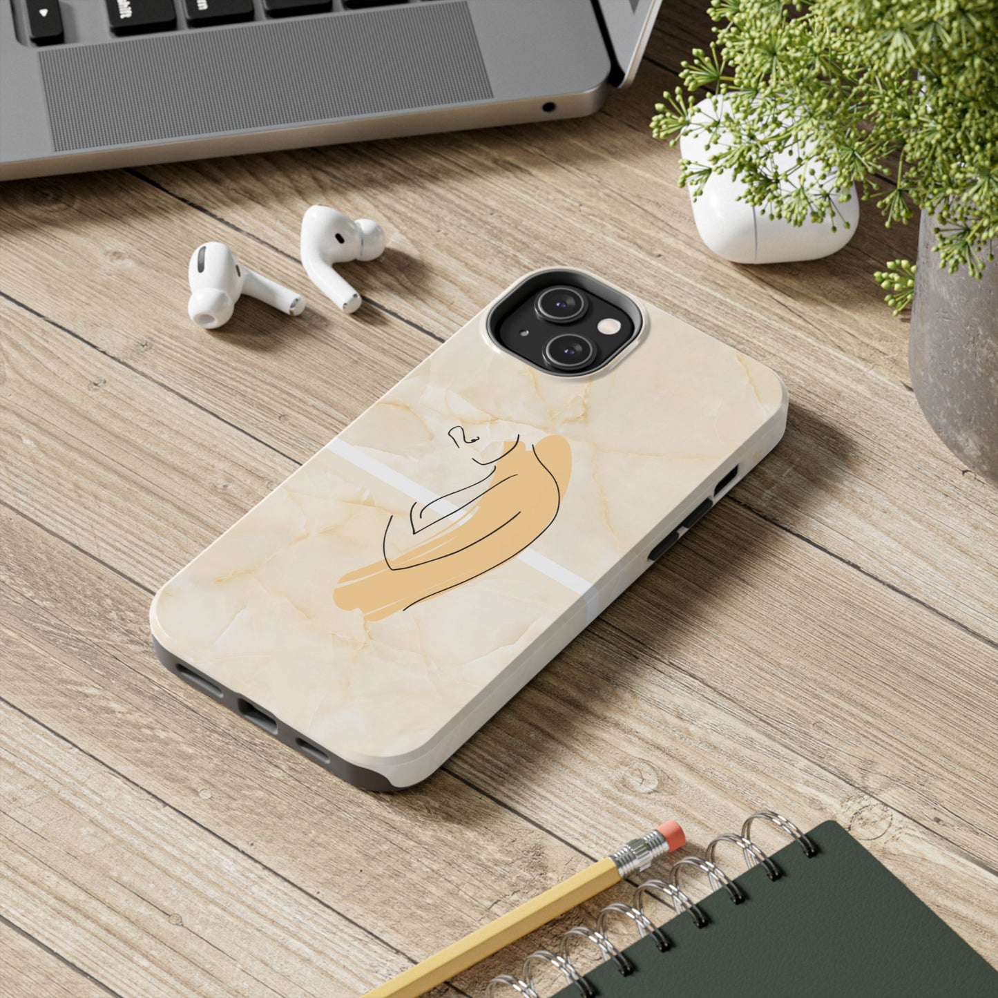 Tough Phone Case — Marble Minimalist Line Art
