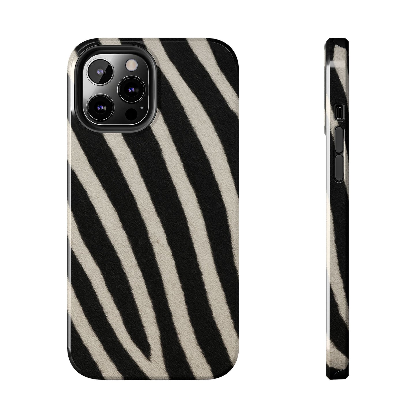 Tough Phone Case —Zebra Stripe, Black & White Animal Print
