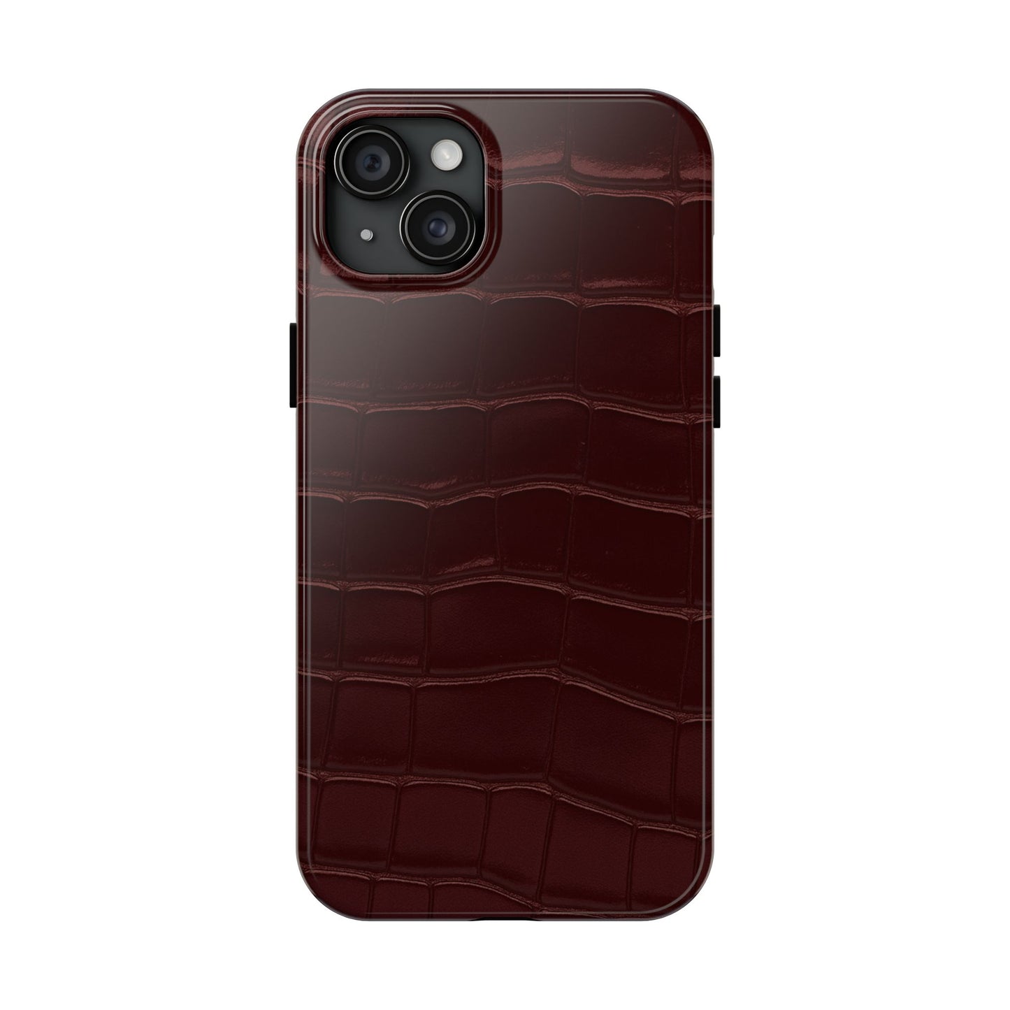Tough Phone Case — Burgundy, Croc-Embossed