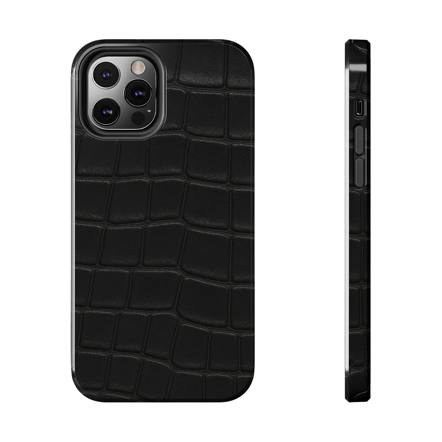 Tough Phone Case – Black Croc Texture