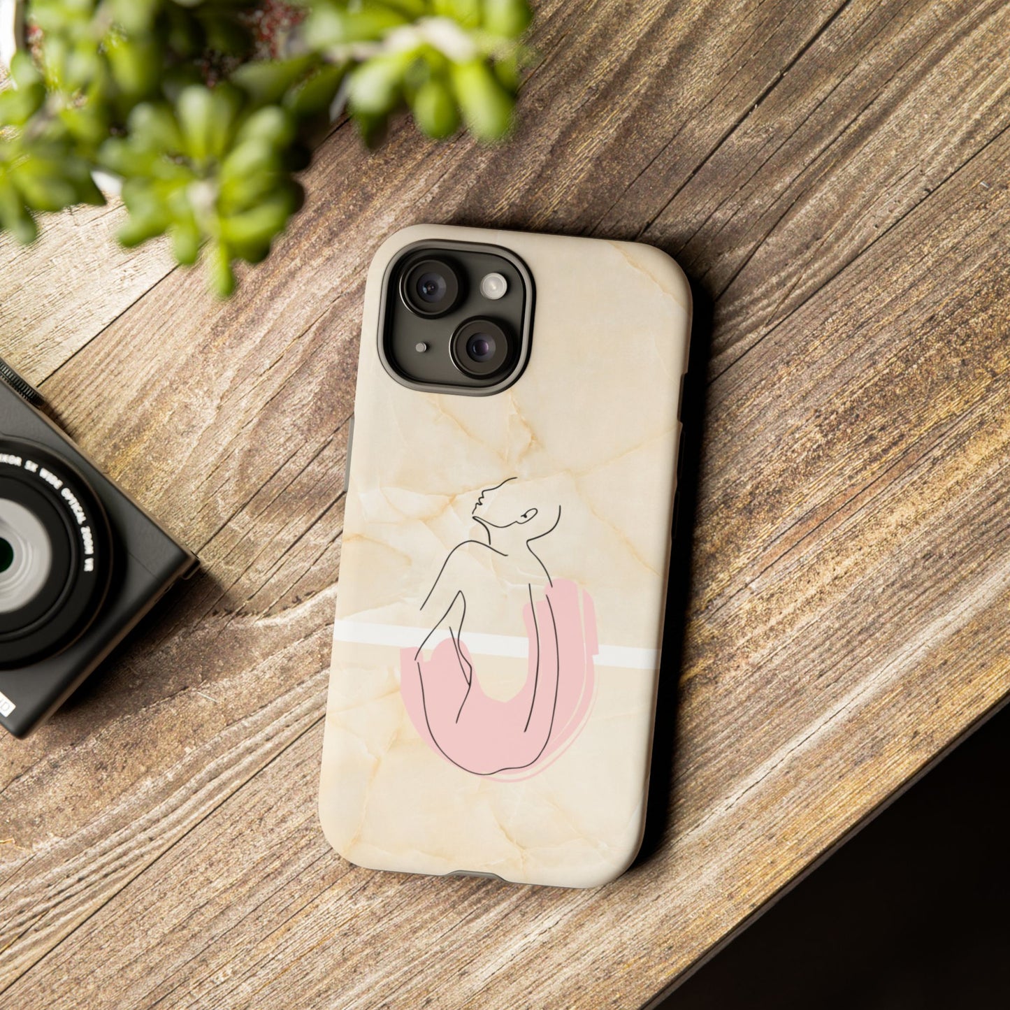 Tough Phone Case — Marble Minimalist Line Art