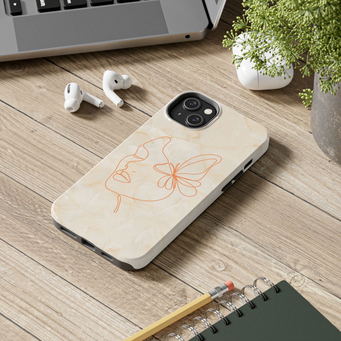 Tough Phone Case —  Marble Line Art, Minimal Elegant