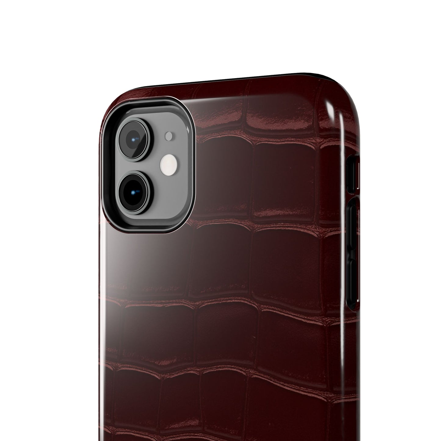 Tough Phone Case — Burgundy, Croc-Embossed