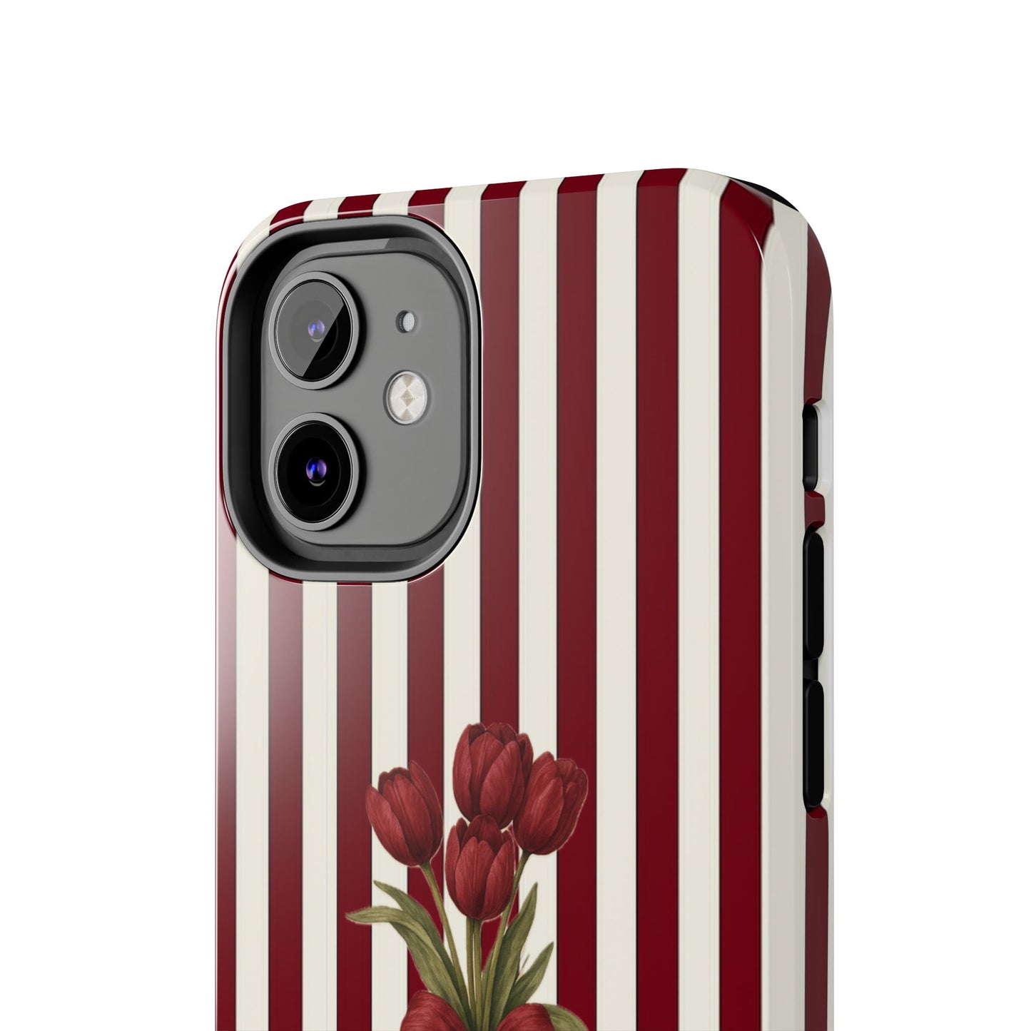 Tough Phone Case —Red Stripe Floral Bouquet