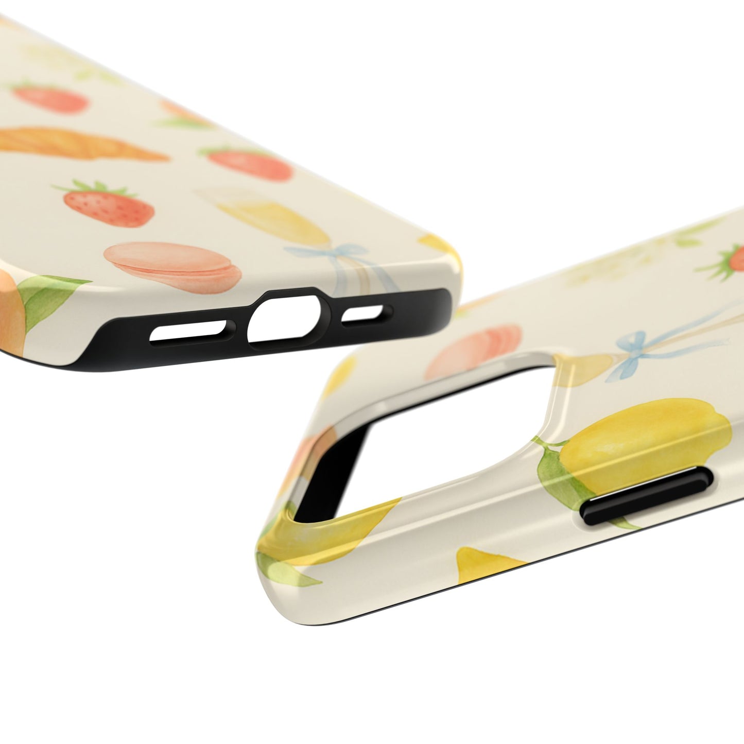 Tough Phone Case — Strawberries, Croissant & Champagne Floral Design