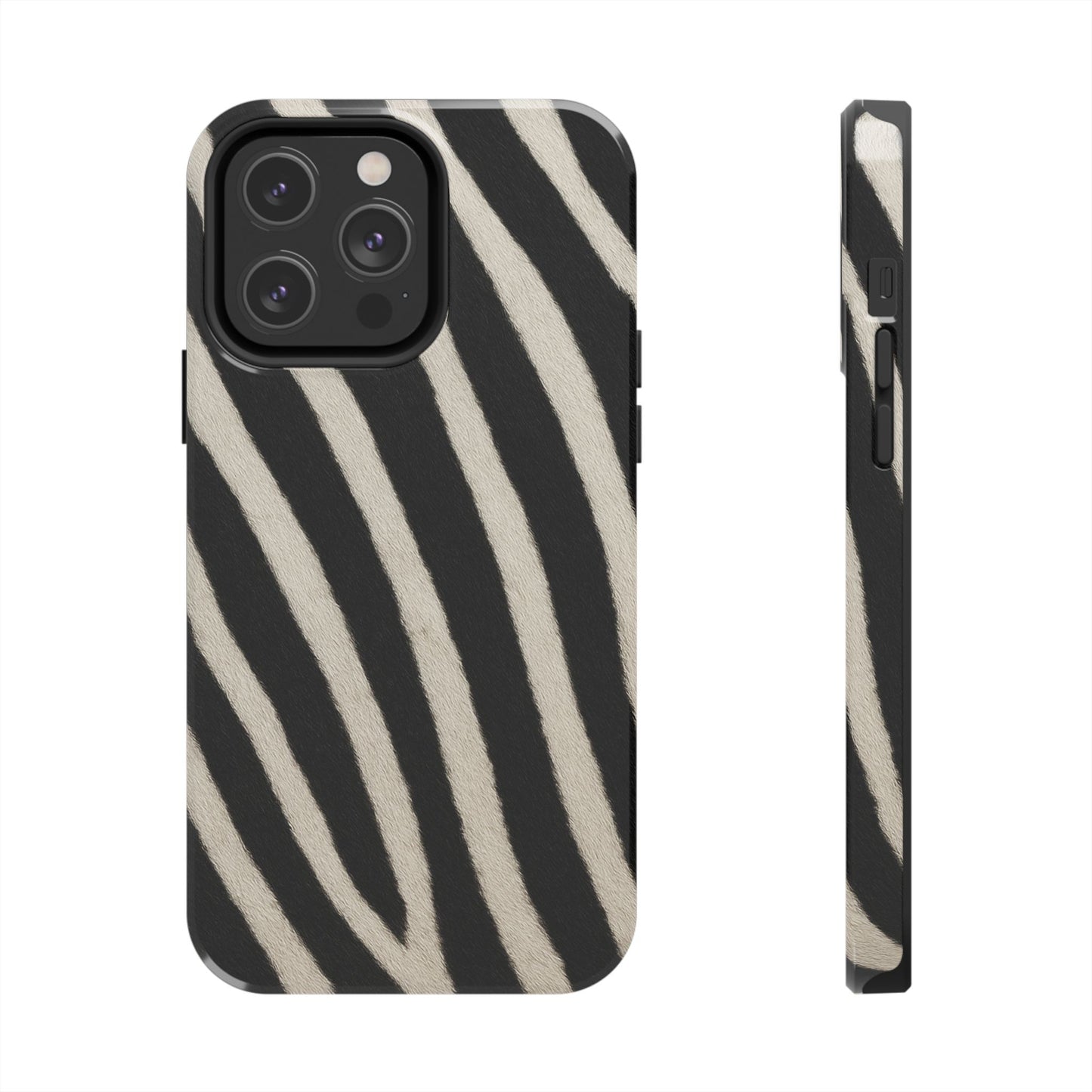 Tough Phone Case —Zebra Stripe, Black & White Animal Print