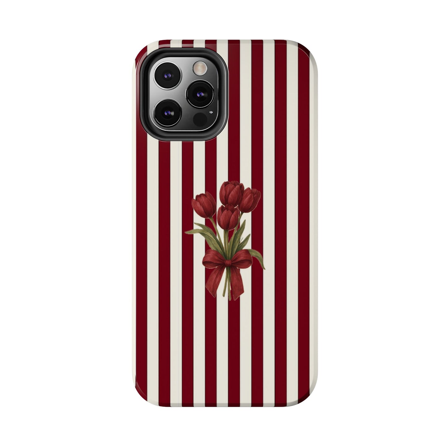 Tough Phone Case —Red Stripe Floral Bouquet