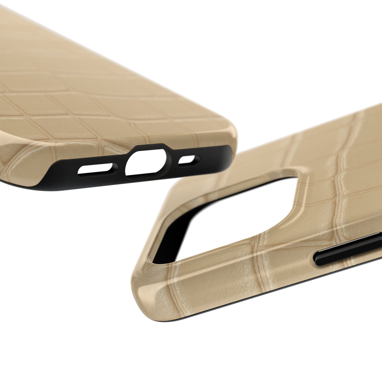 Tough Phone Case — Shockproof Alligator-Texture, Beige Croc