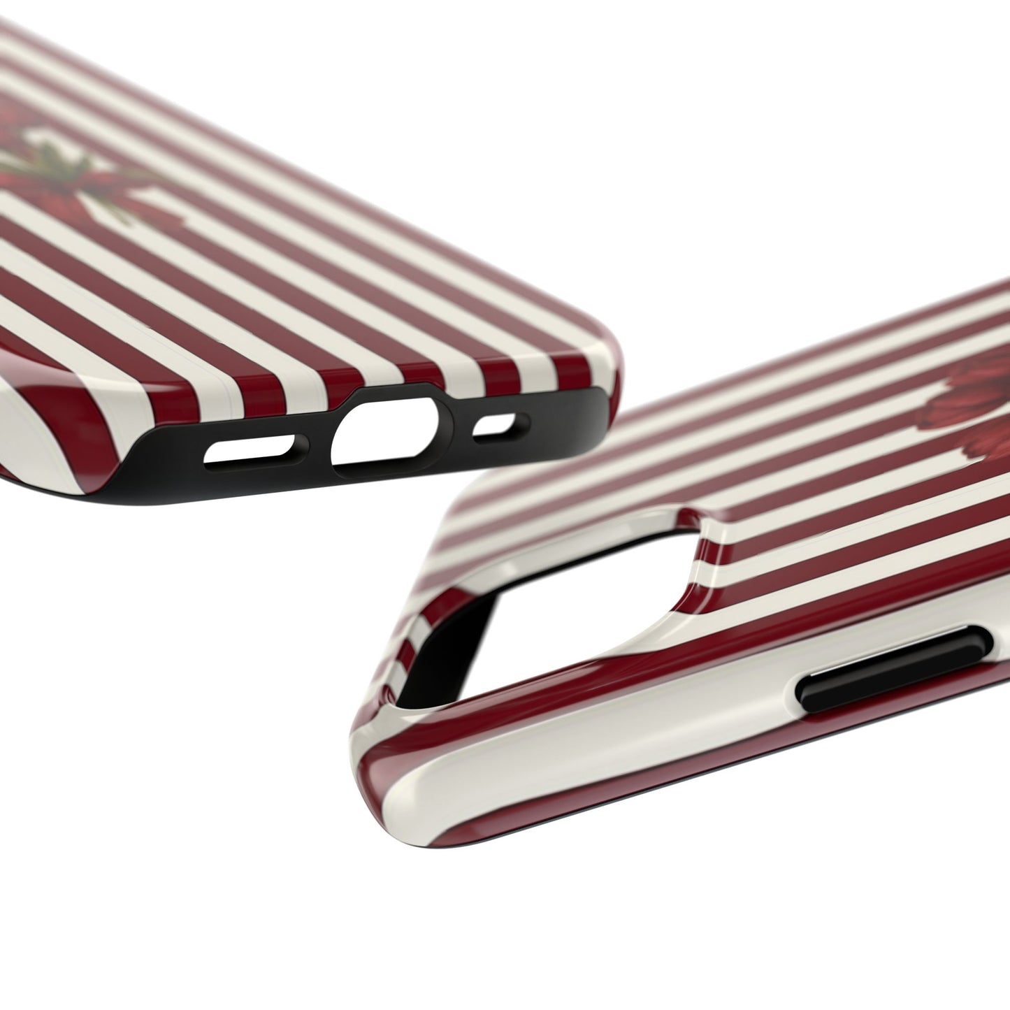Tough Phone Case —Red Stripe Floral Bouquet