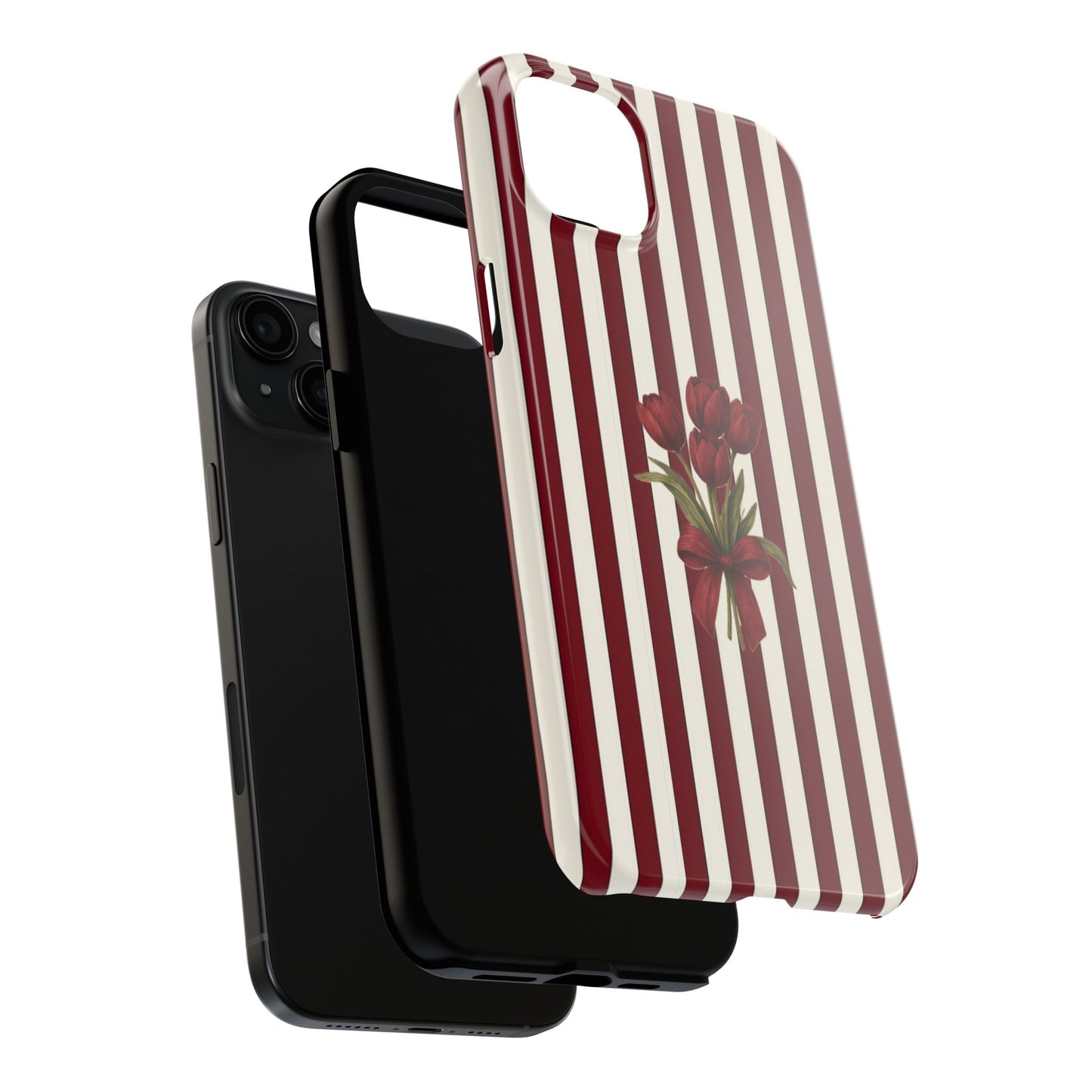 Tough Phone Case —Red Stripe Floral Bouquet