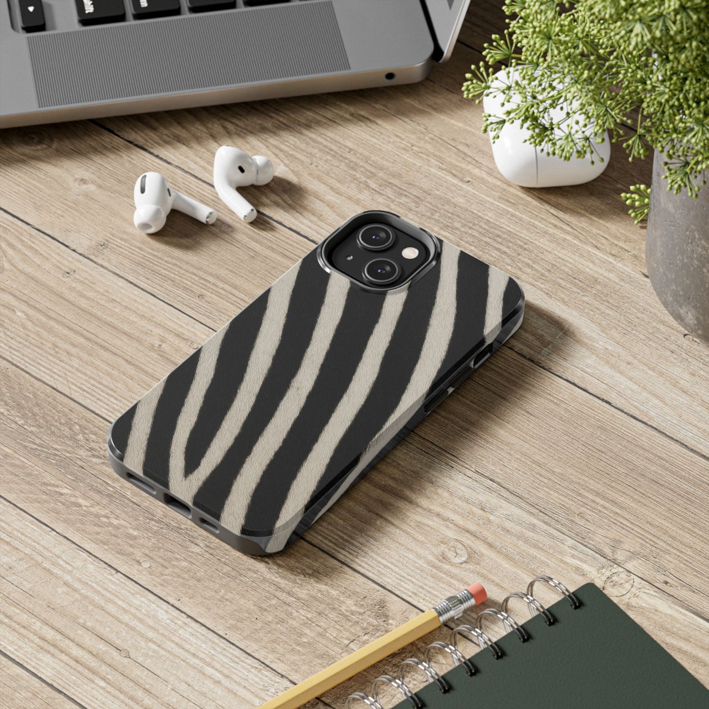 Tough Phone Case —Zebra Stripe, Black & White Animal Print