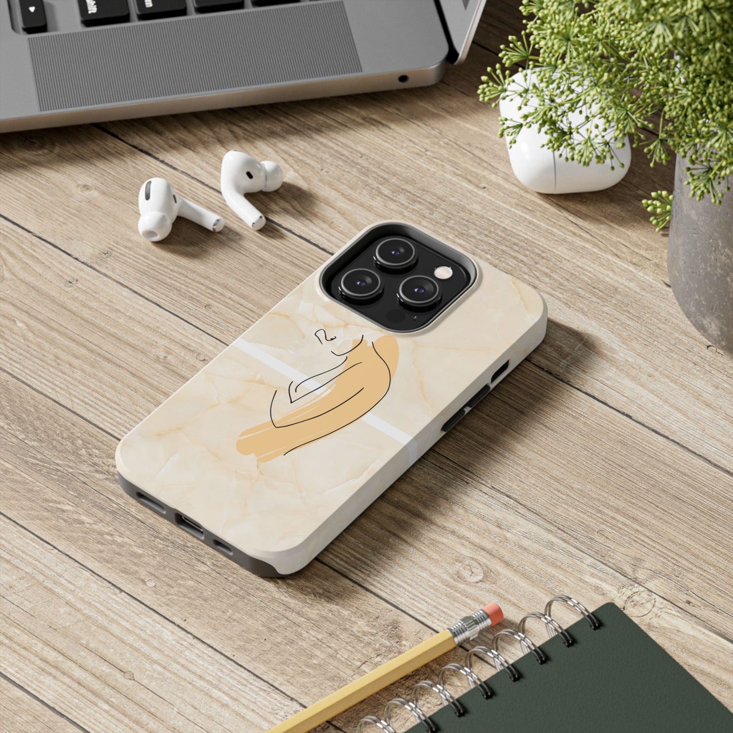 Tough Phone Case — Marble Minimalist Line Art