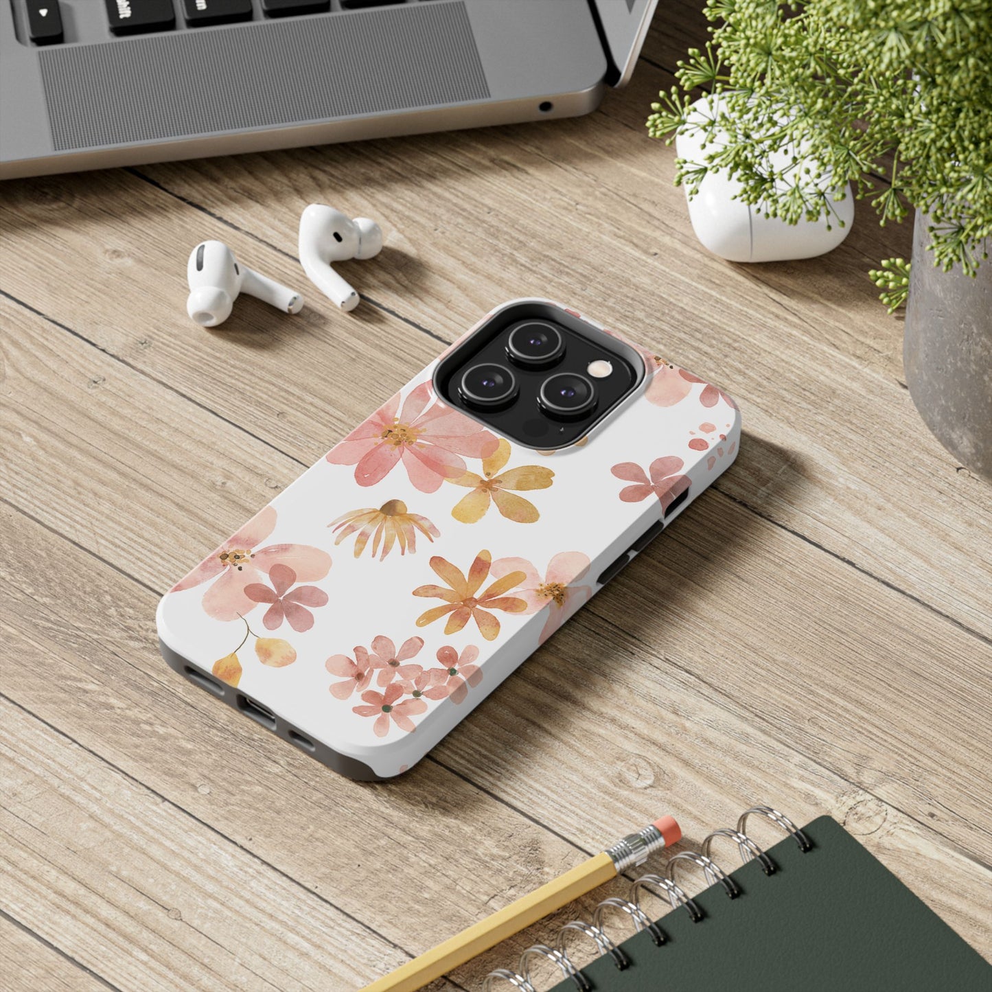 Tough Phone Case — Pink & Gold Blossom Protective Cover