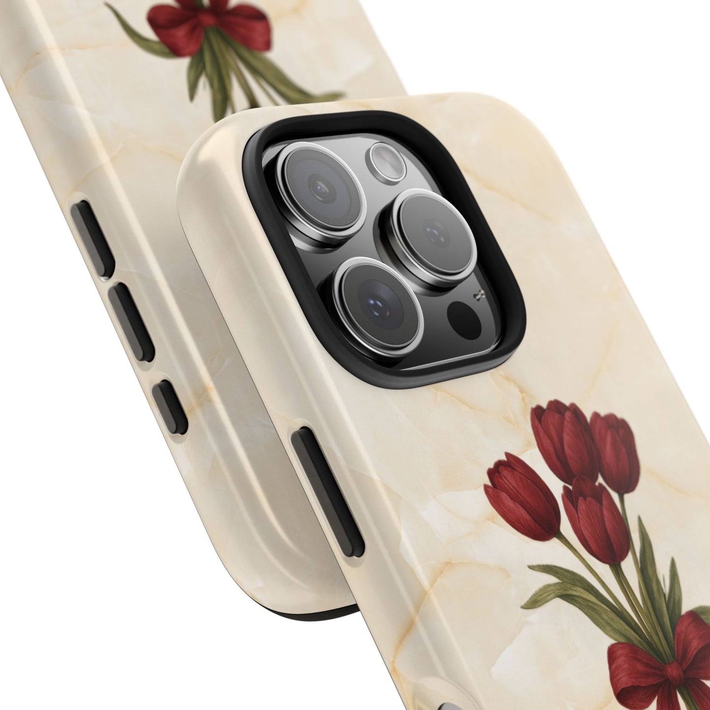 Tough Phone Case — Red Tulip Bouquet on Marble