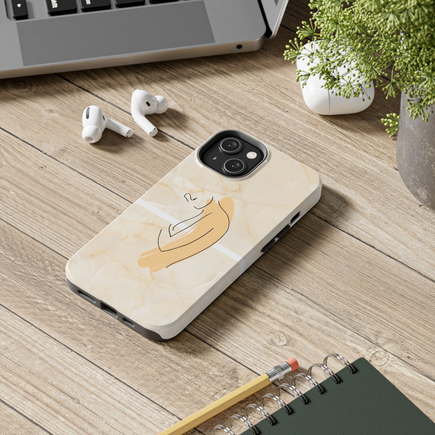 Tough Phone Case — Marble Minimalist Line Art