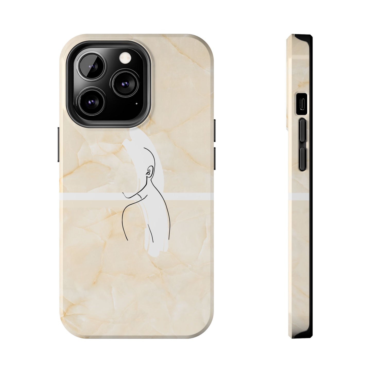 Tough Phone Case — Marble Minimalist Line Art