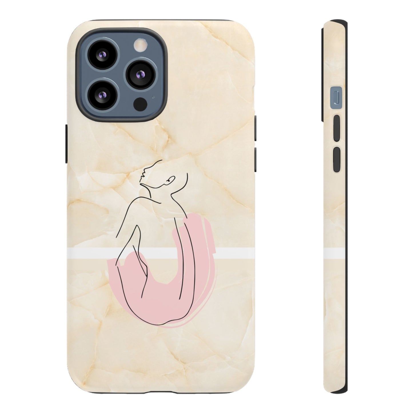 Tough Phone Case — Marble Minimalist Line Art