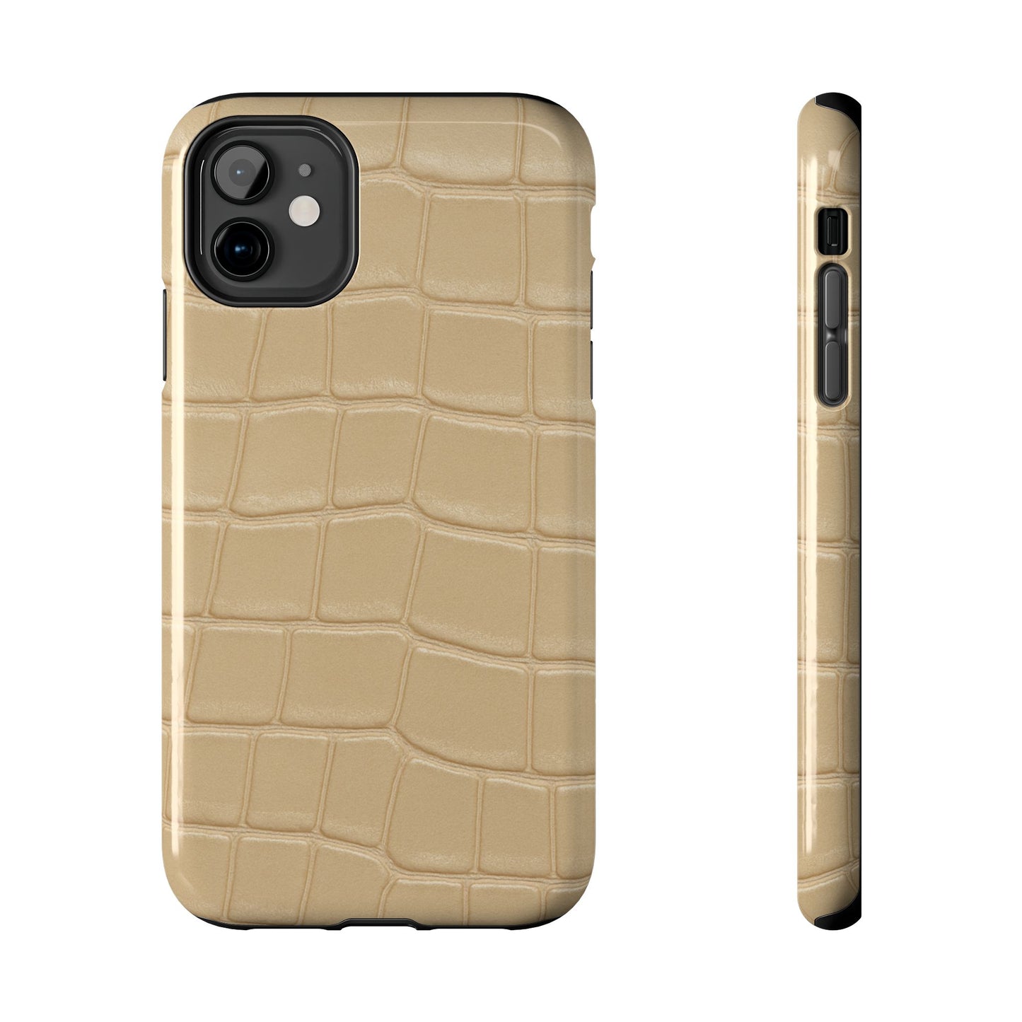 Tough Phone Case — Shockproof Alligator-Texture, Beige Croc