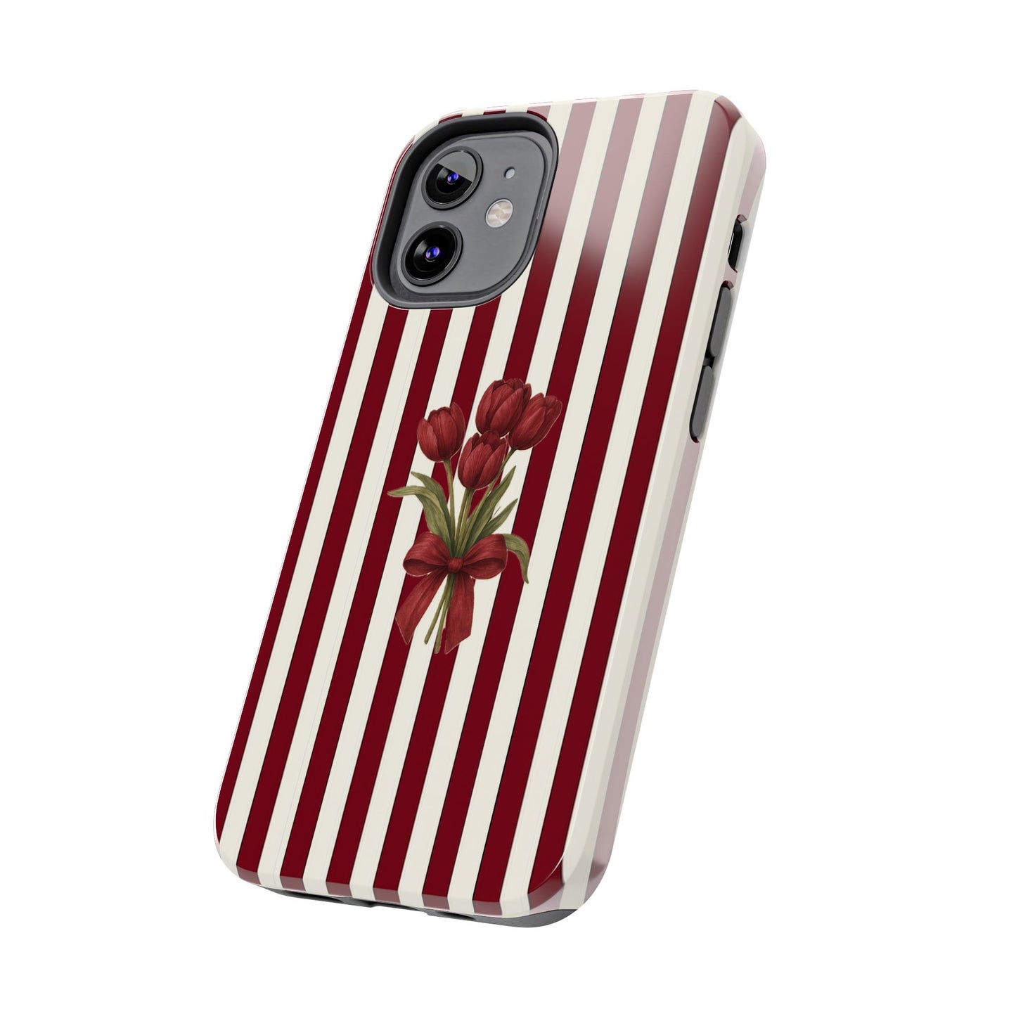 Tough Phone Case —Red Stripe Floral Bouquet