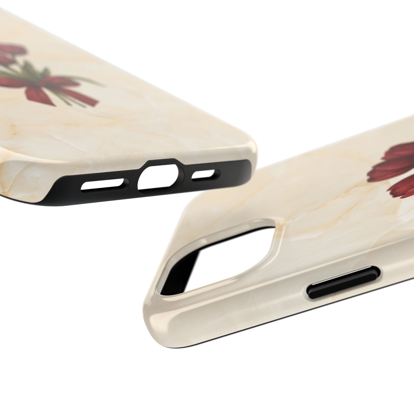 Tough Phone Case — Red Tulip Bouquet on Marble