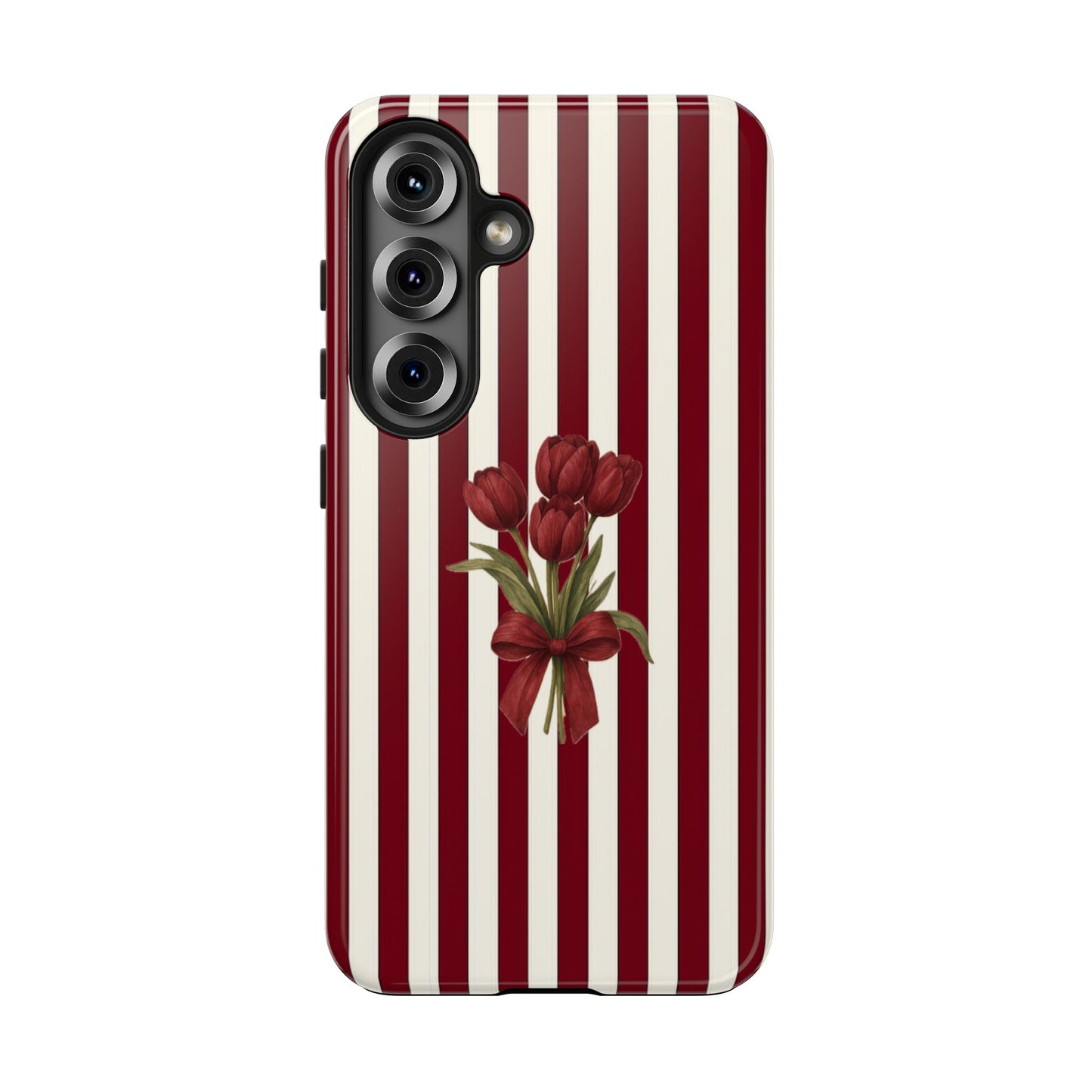 Tough Phone Case —Red Stripe Floral Bouquet