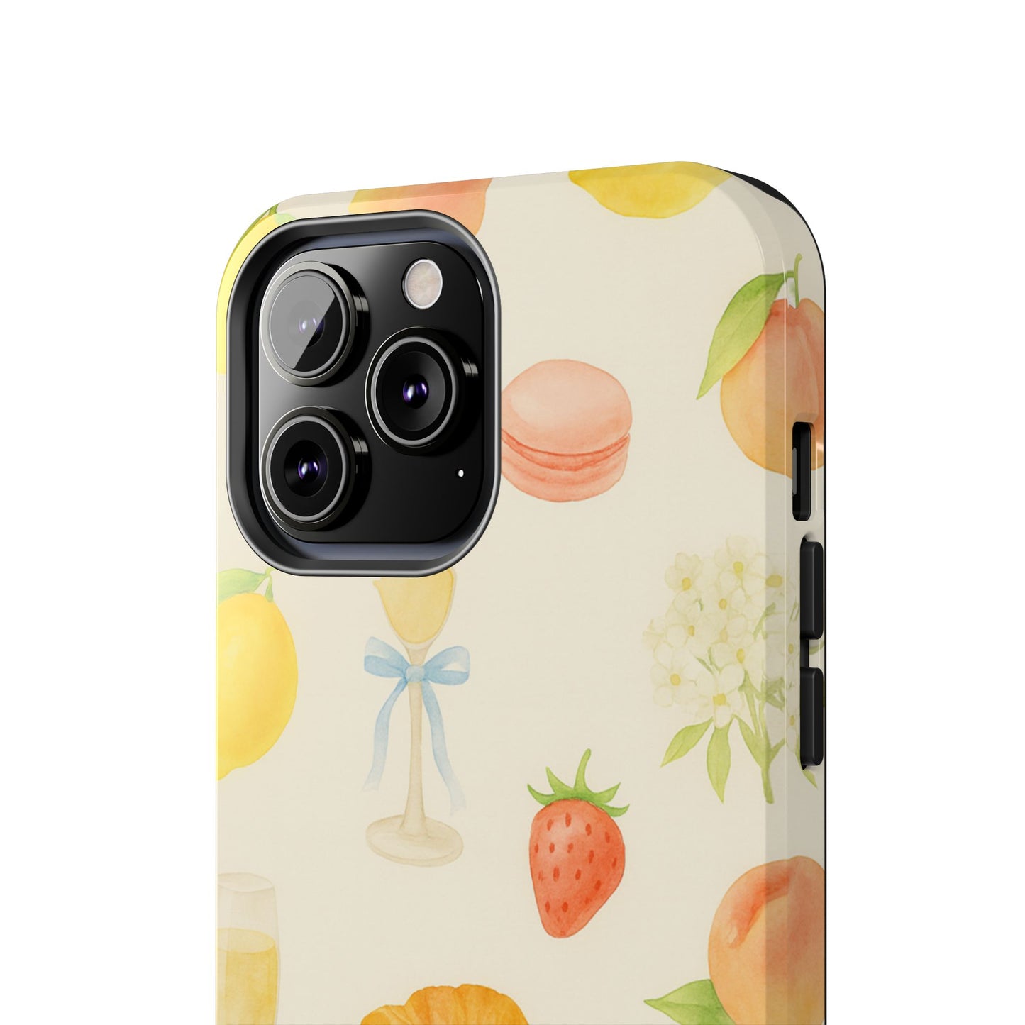 Tough Phone Case — Strawberries, Croissant & Champagne Floral Design
