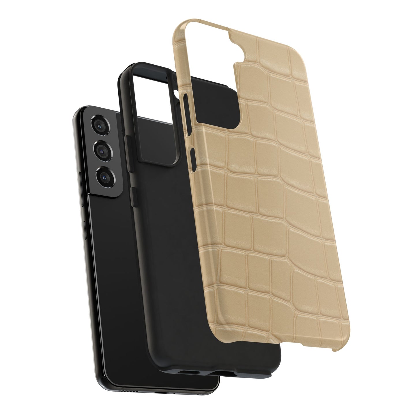 Tough Phone Case — Shockproof Alligator-Texture, Beige Croc