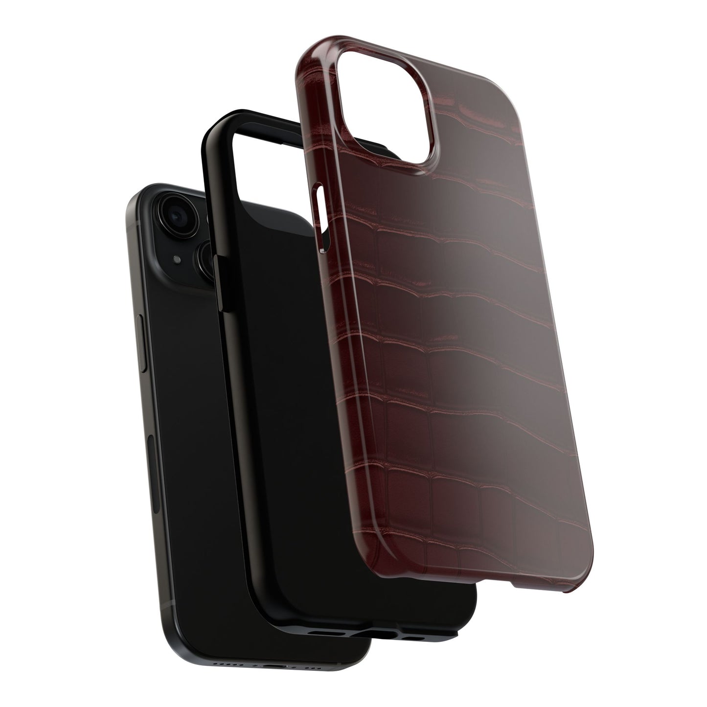 Tough Phone Case — Burgundy, Croc-Embossed