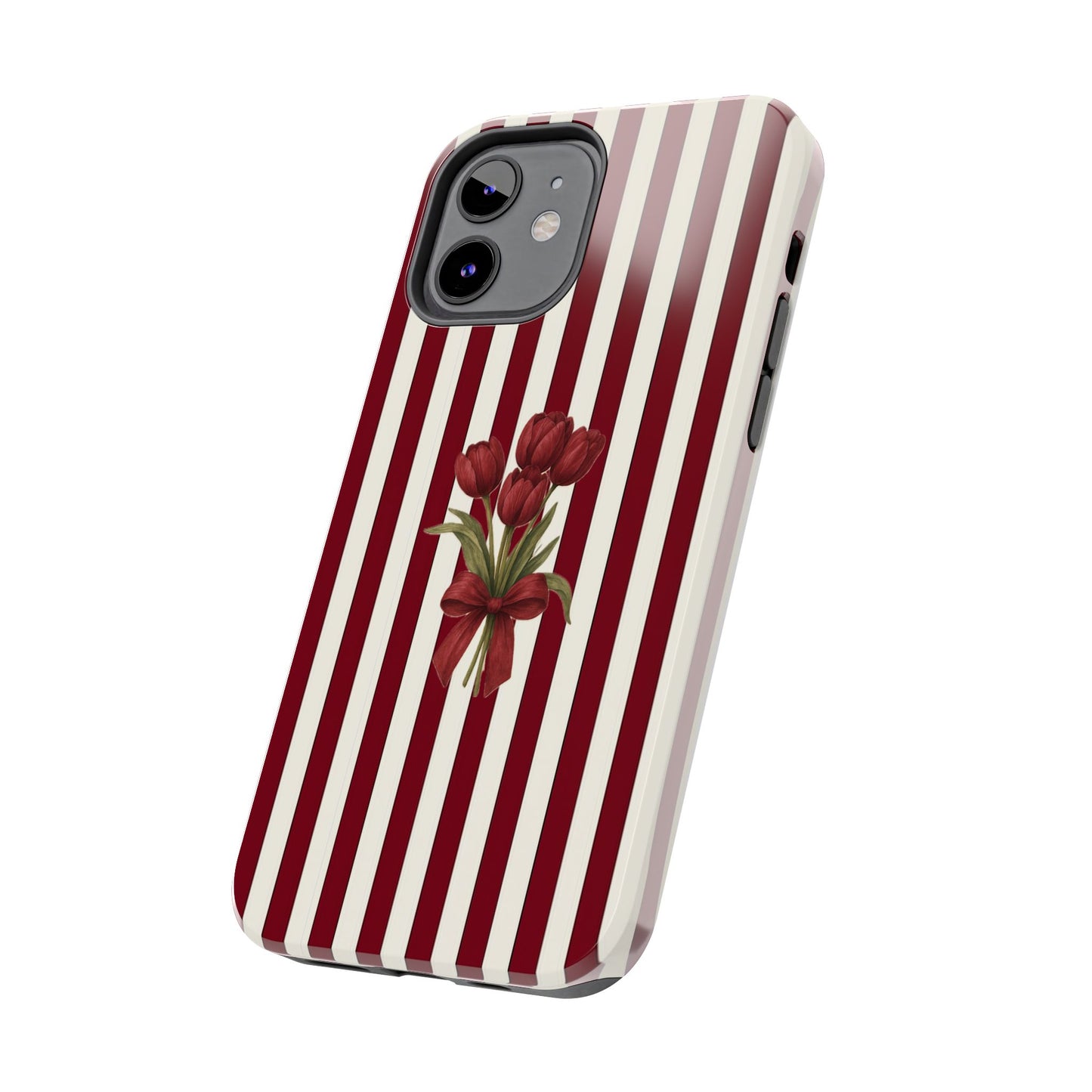 Tough Phone Case —Red Stripe Floral Bouquet