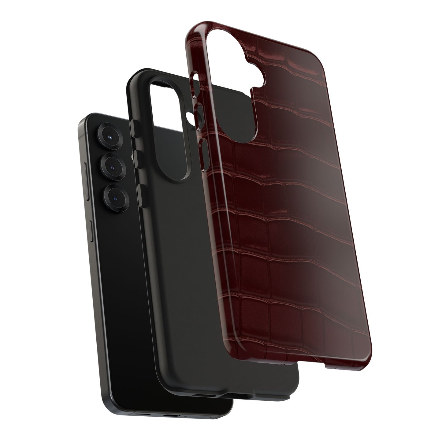 Tough Phone Case — Burgundy, Croc-Embossed