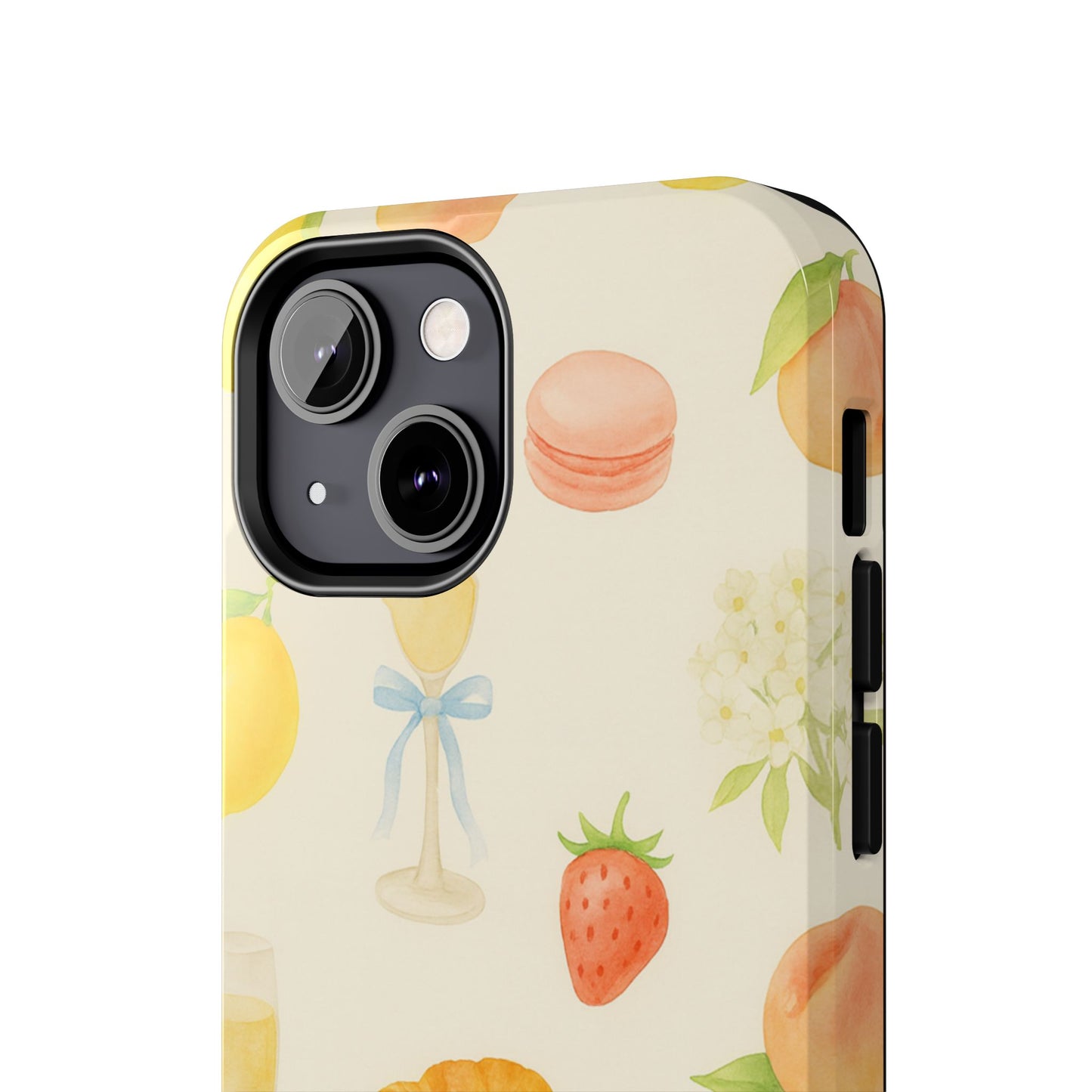 Tough Phone Case — Strawberries, Croissant & Champagne Floral Design