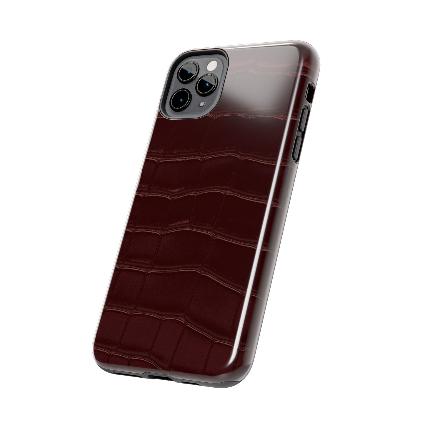 Tough Phone Case — Burgundy, Croc-Embossed