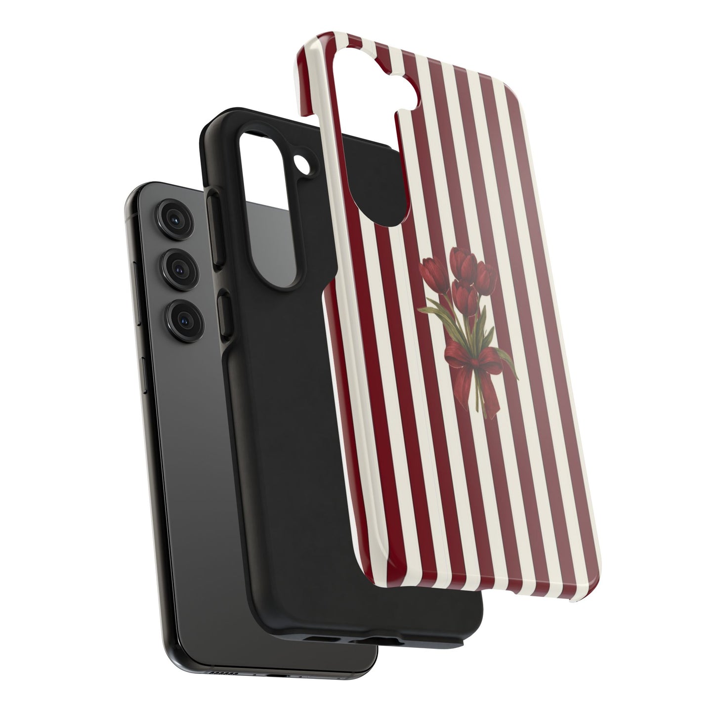 Tough Phone Case —Red Stripe Floral Bouquet