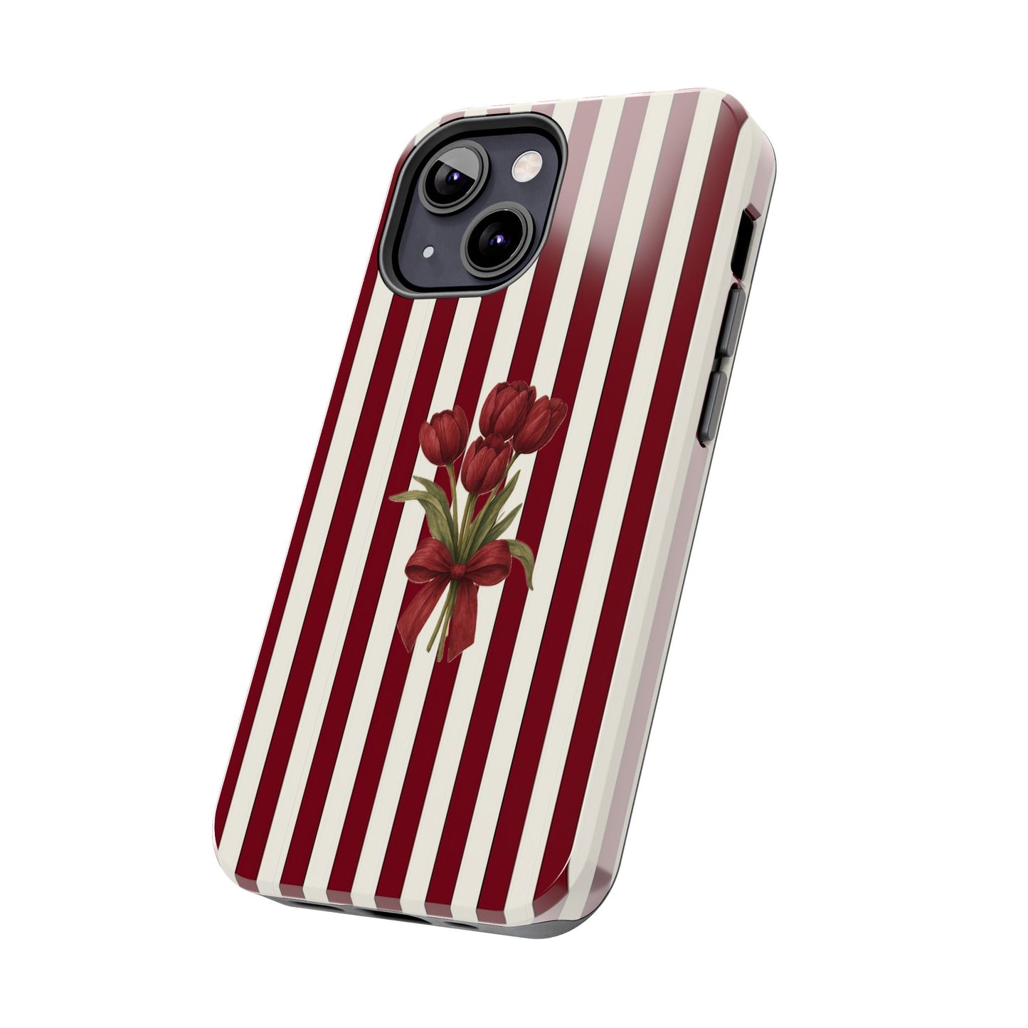 Tough Phone Case —Red Stripe Floral Bouquet
