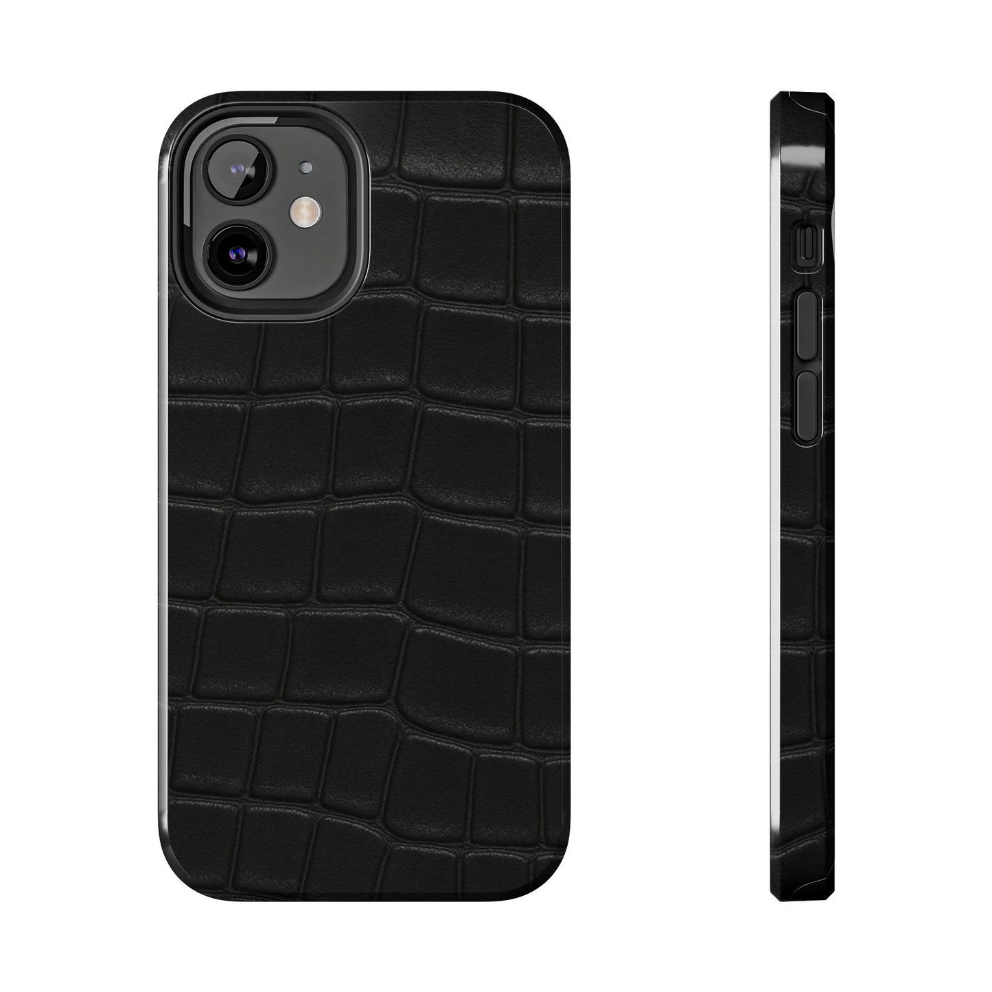 Tough Phone Case – Black Croc Texture