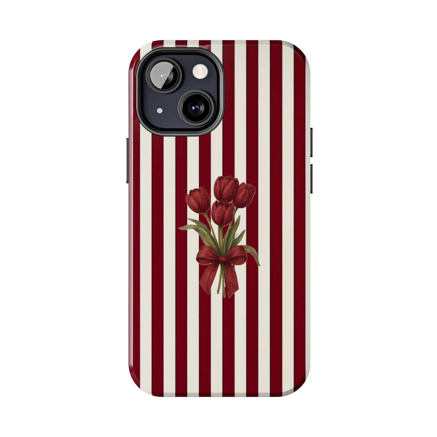 Tough Phone Case —Red Stripe Floral Bouquet