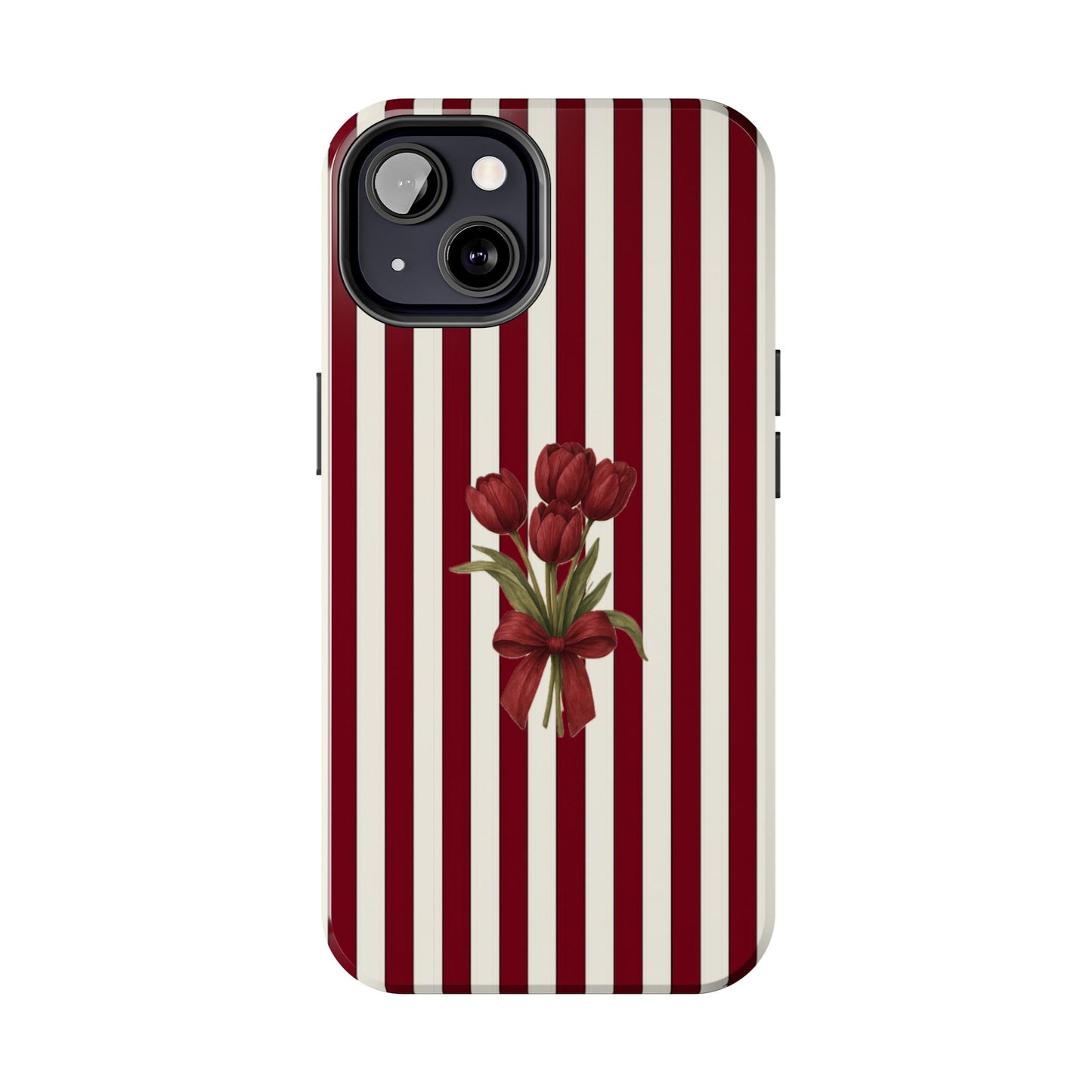 Tough Phone Case —Red Stripe Floral Bouquet