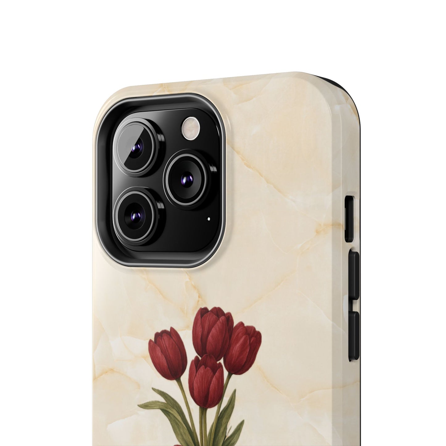 Tough Phone Case — Red Tulip Bouquet on Marble
