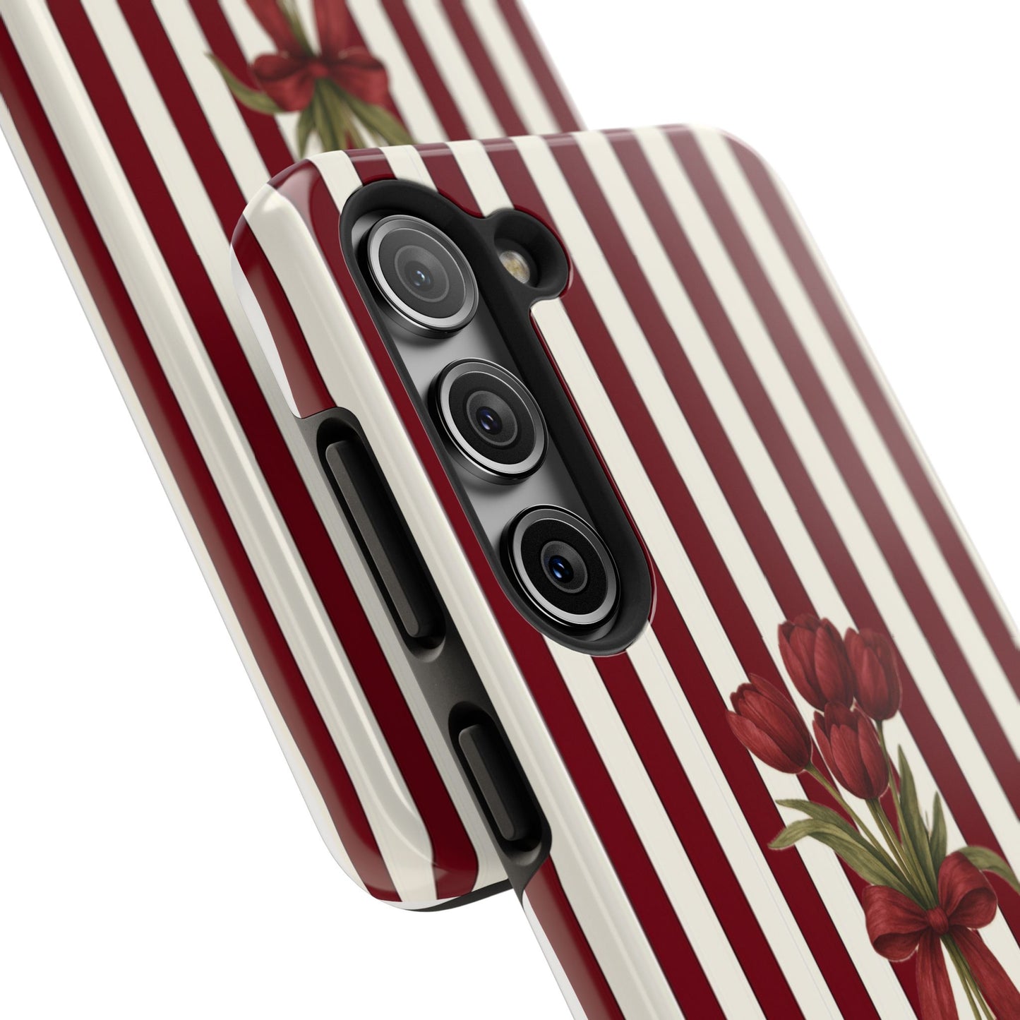 Tough Phone Case —Red Stripe Floral Bouquet