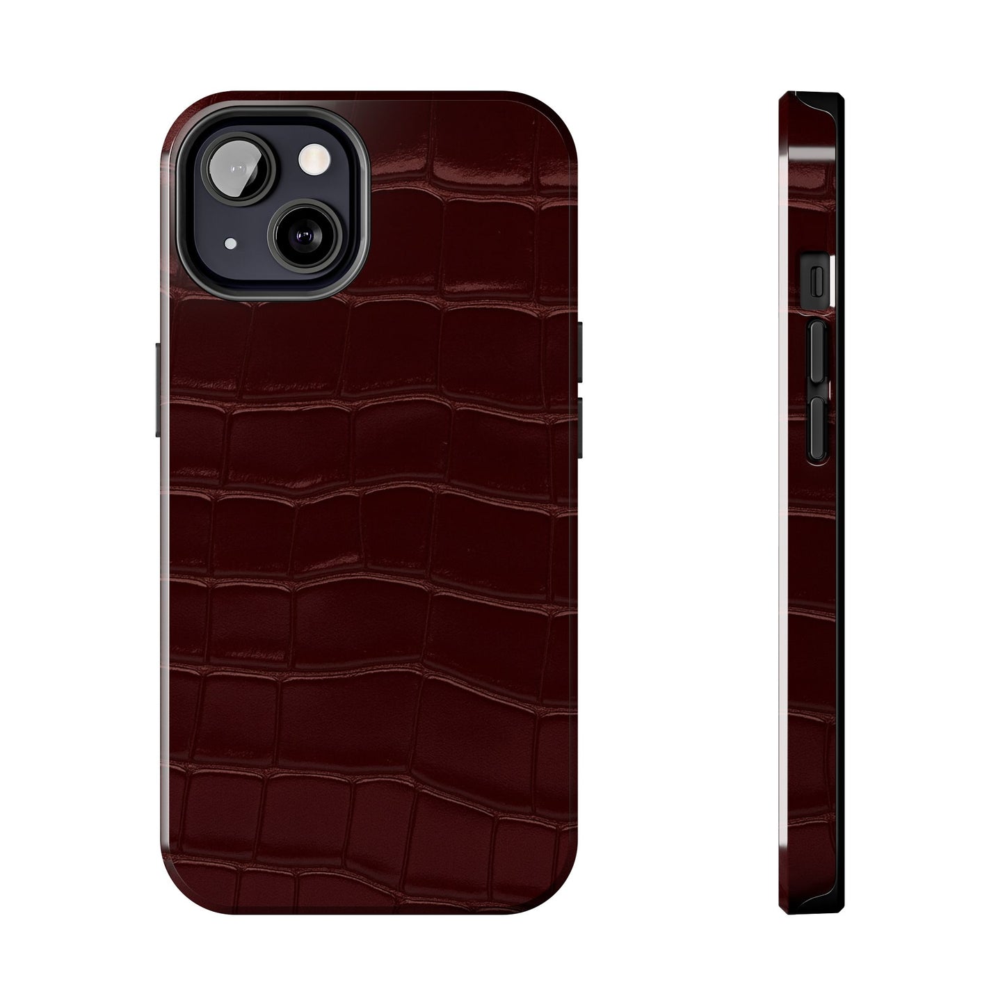 Tough Phone Case — Burgundy, Croc-Embossed