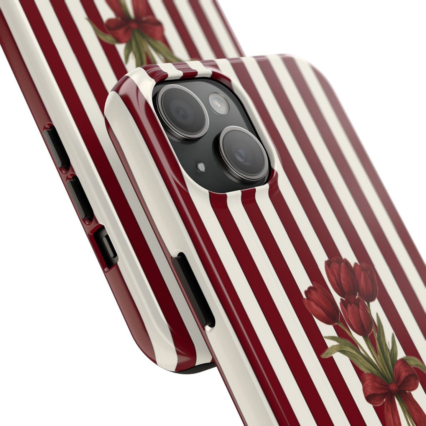 Tough Phone Case —Red Stripe Floral Bouquet