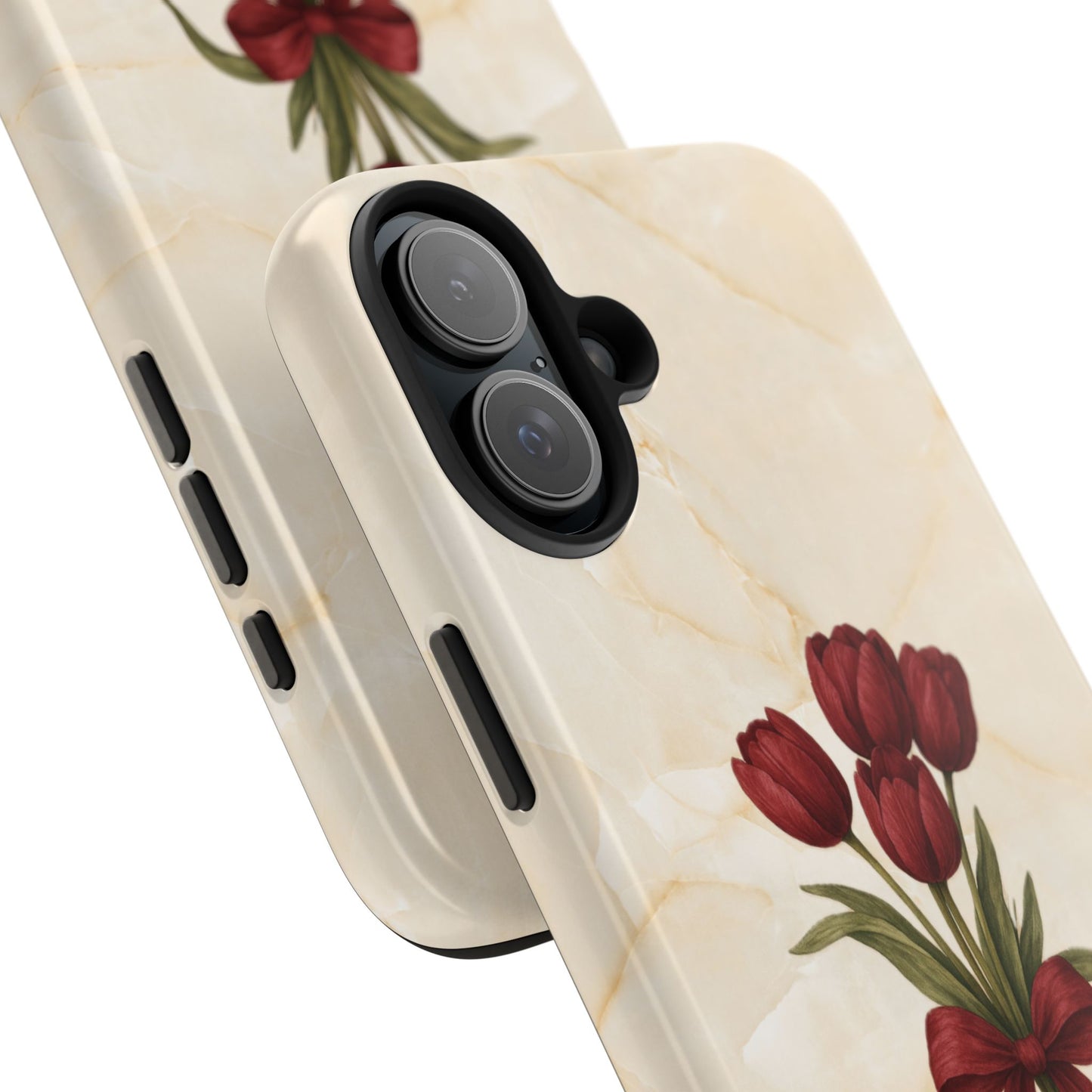 Tough Phone Case — Red Tulip Bouquet on Marble