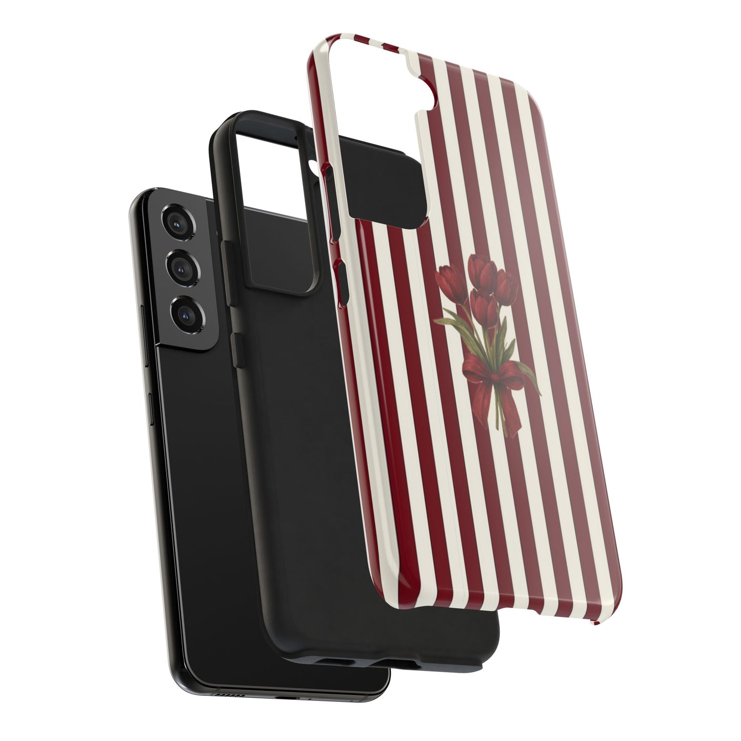 Tough Phone Case —Red Stripe Floral Bouquet